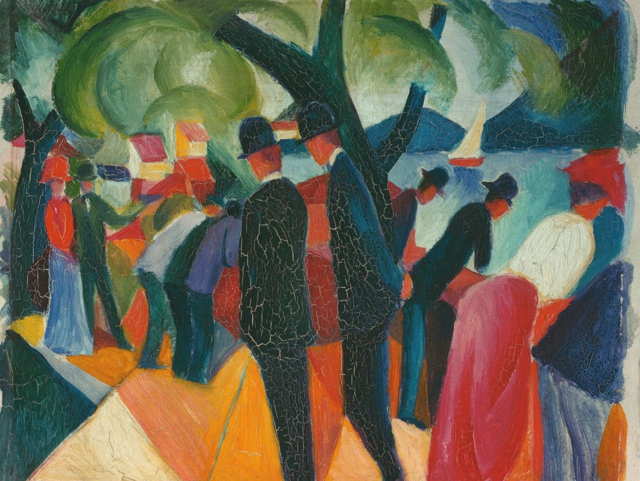 Marche sur le pont - August Macke - Reproductions de tableaux et peintures haut de gamme