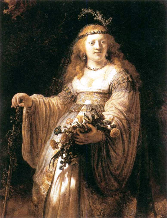 Saskia van Uylenburgh en costume d'Arcadie - Rembrandt van Rijn - Reproductions de tableaux et peintures haut de gamme