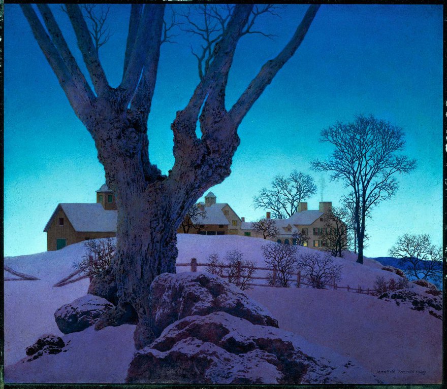 Ferme Hill Top, hiver - Maxfield Parrish - Reproductions de tableaux et peintures haut de gamme