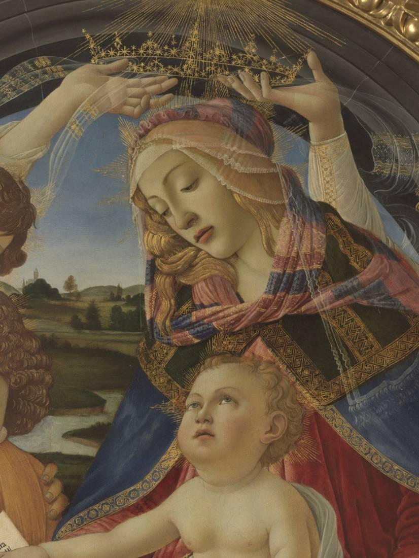 Madonna del Magnificat ou Madone (Vierge) a l enfant et cinq ange - Sandro Botticelli - Reproductions de tableaux et peintures haut de gamme