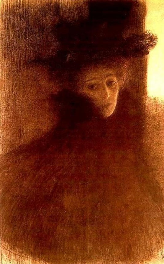 Dame à la cape et au chapeau - Gustav Klimt - Reproductions de tableaux et peintures haut de gamme