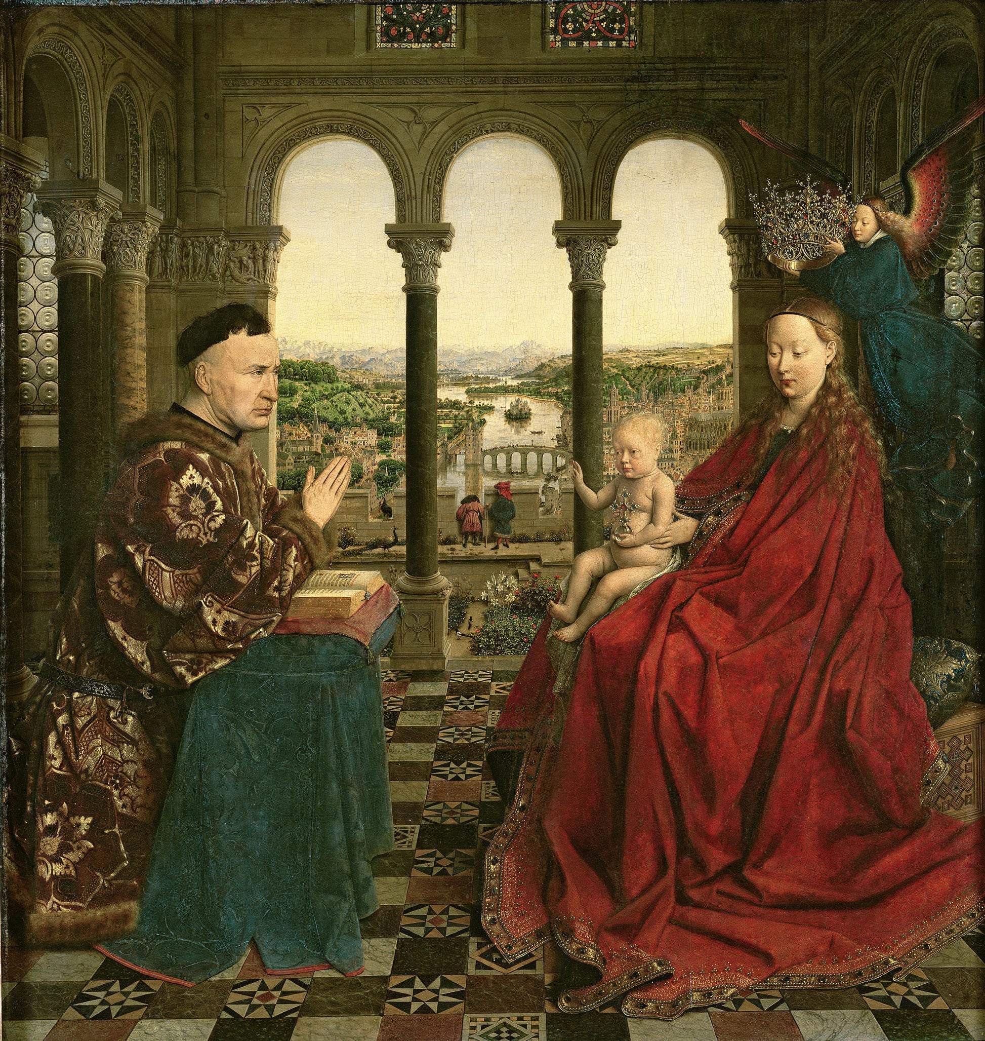 La Vierge avec le Chancelier Rolin - Jan Van Eyck - Reproductions de tableaux et peintures haut de gamme