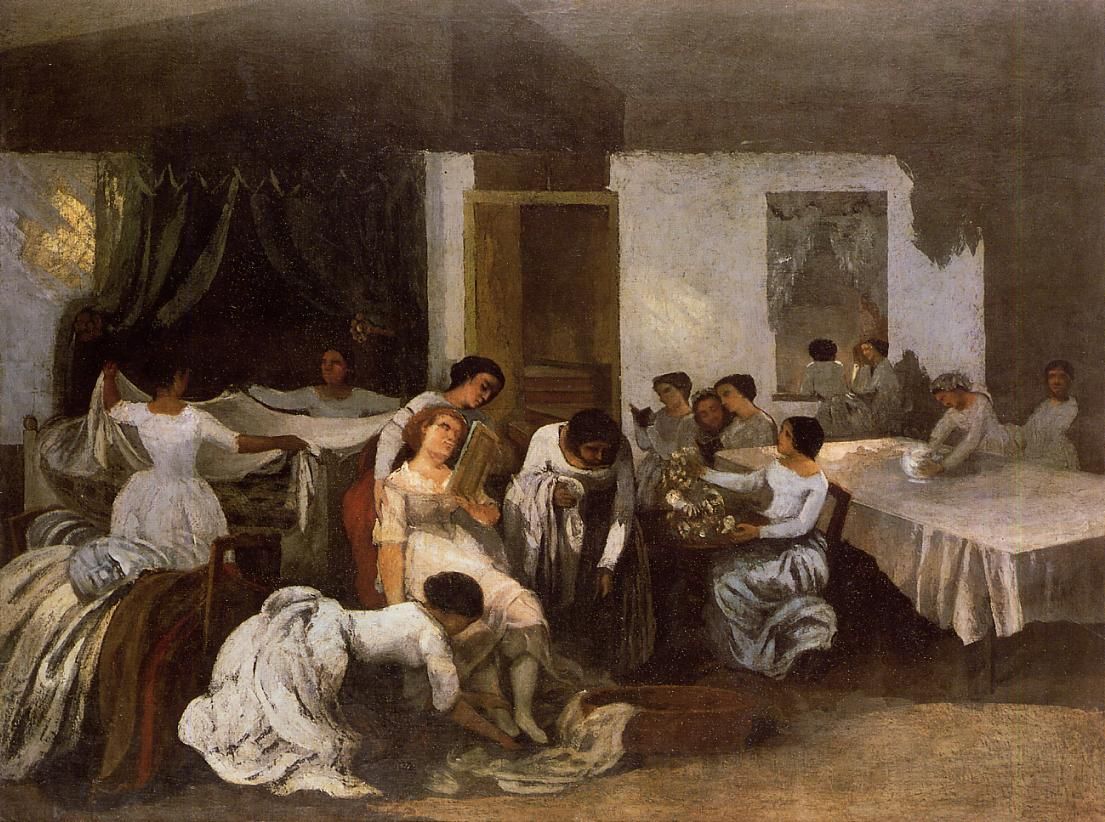 Habillage de la fille morte (habillage de la mariée) - Gustave Courbet - Reproductions de tableaux et peintures haut de gamme