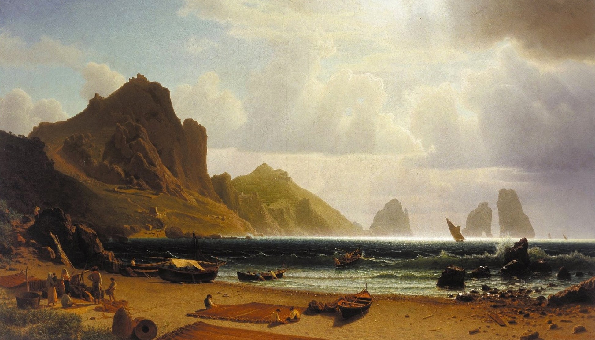 La Marina Piccola, Capri - Albert Bierstadt - Reproductions de tableaux et peintures haut de gamme