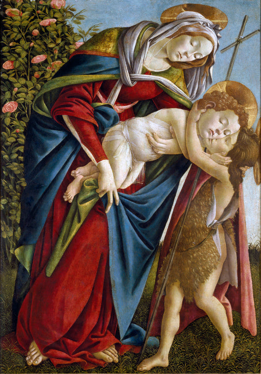 La Madone avec l'enfant et le garçon Jean - Sandro Botticelli - Reproductions de tableaux et peintures haut de gamme