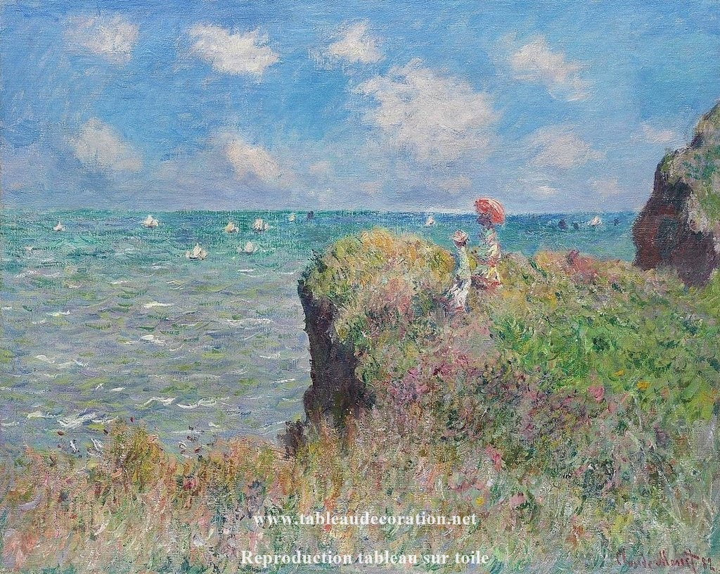 Promenade sur la falaise, Pourville - Tableau paysage Monet - Reproductions de tableaux et peintures haut de gamme