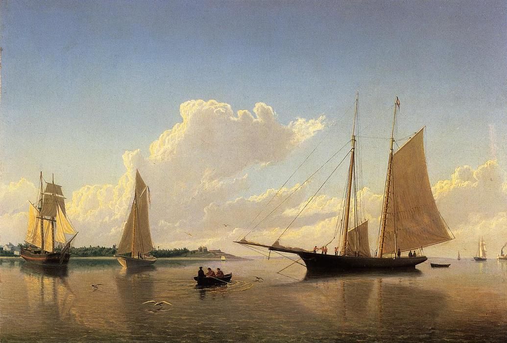 Arrimage des voiles au large de Fairhaven - William Bradford - Reproductions de tableaux et peintures haut de gamme