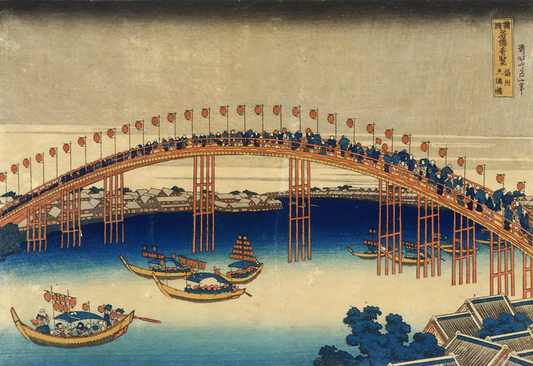 hokusai la fête des lanternes sur le pont temma - Katsushika Hokusai - Reproductions de tableaux et peintures haut de gamme