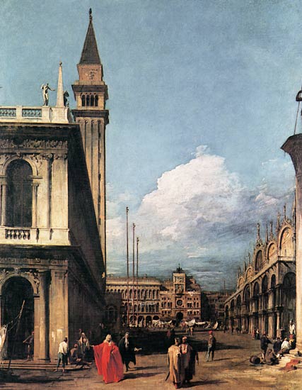 La Piazzetta contre le Torre dell`Orologio - Giovanni Antonio Canal - Reproductions de tableaux et peintures haut de gamme