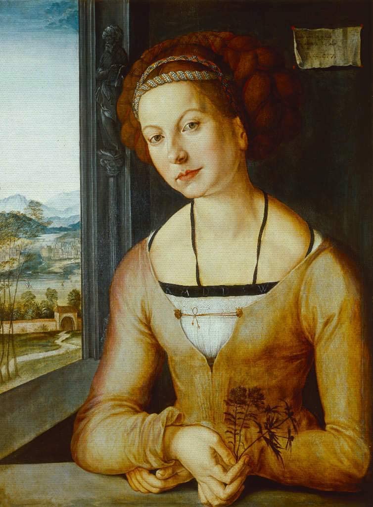 Portrait de la dénomée Fuerlegerin aux cheveux détachés - Albrecht Dürer - Reproductions de tableaux et peintures haut de gamme