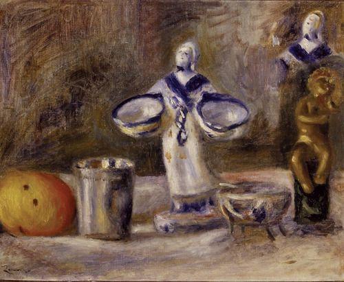 Nature morte avec une figure en faïence - Pierre-Auguste Renoir - Reproductions de tableaux et peintures haut de gamme