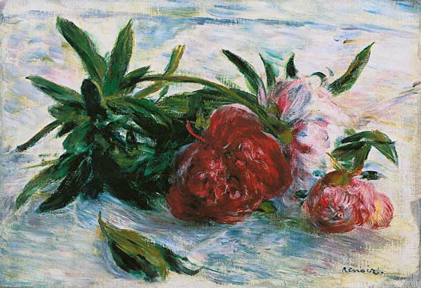 Paons sur le chiffon de table blanc - Pierre-Auguste Renoir - Reproductions de tableaux et peintures haut de gamme