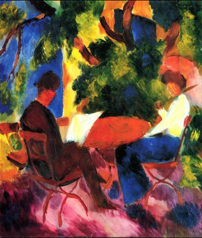 A la table du jardin - August Macke - Reproductions de tableaux et peintures haut de gamme