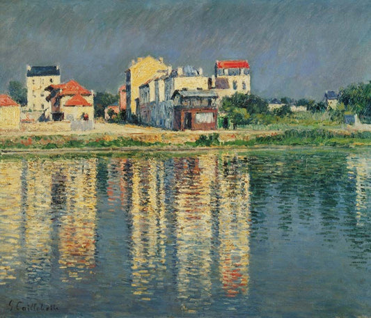 Reflets de maisons dans l'eau de la Seine près d'Argenteuil - Caillebotte - Reproductions de tableaux et peintures haut de gamme