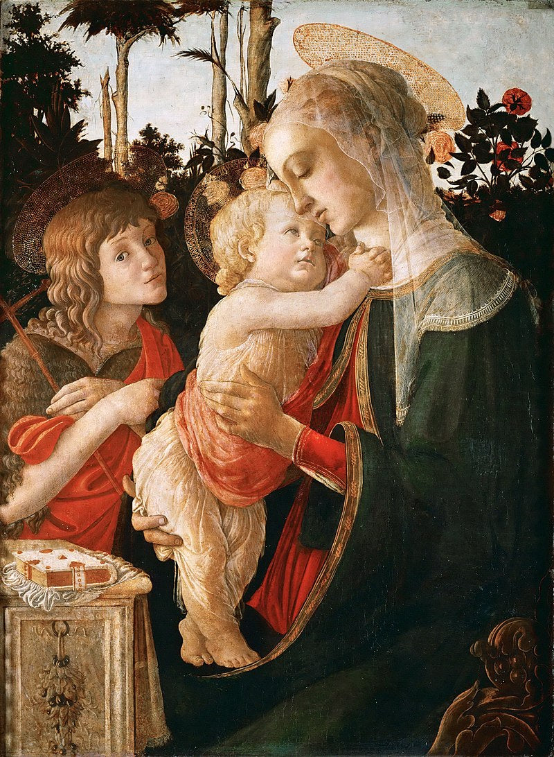 Vierge à l'Enfant avec Saint Jean Baptiste (pour plus de détails voir 93885, 93887) - Sandro Botticelli - Reproductions de tableaux et peintures haut de gamme