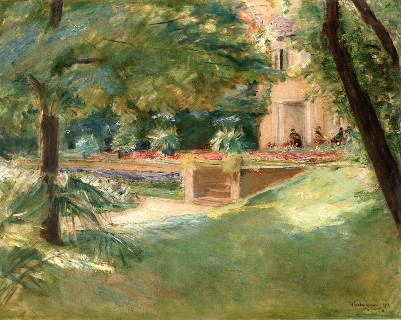 Terrasse surplombant le jardin des fleurs à wannsee - Max Liebermann - Reproductions de tableaux et peintures haut de gamme