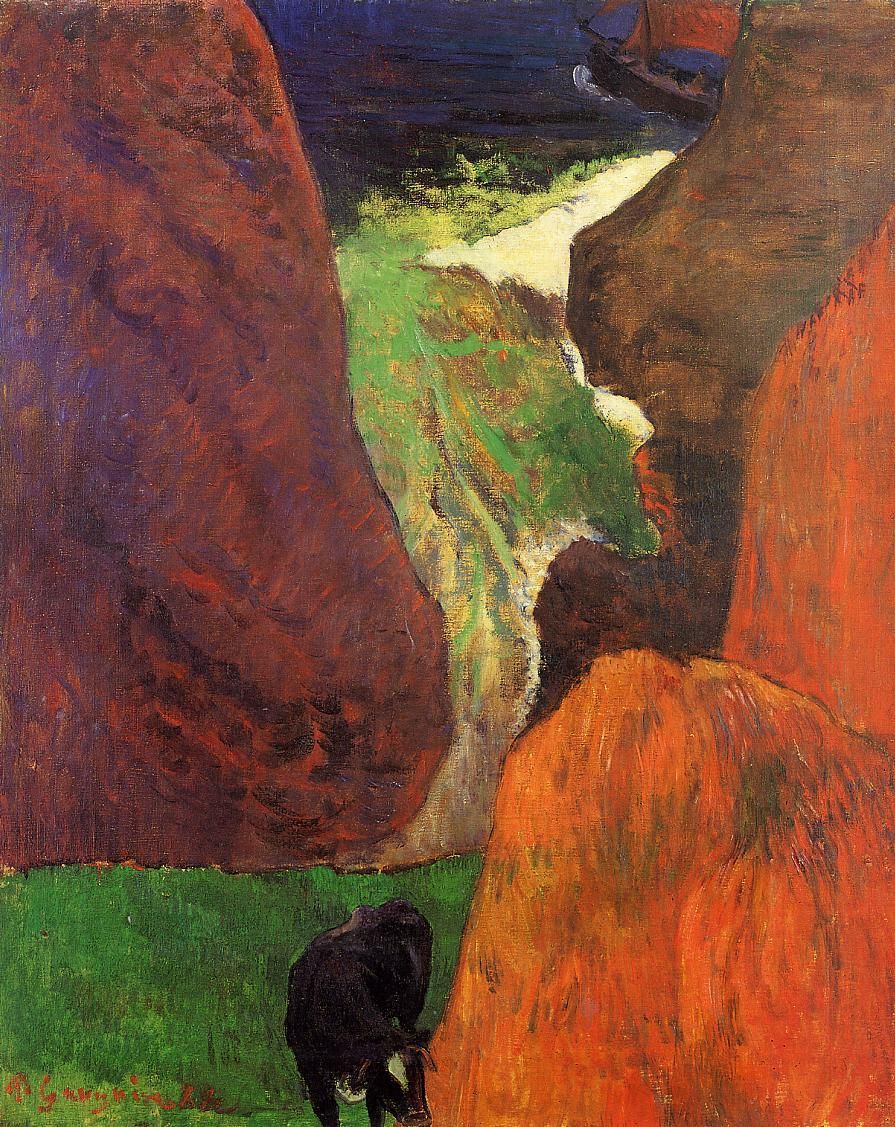 Paysage avec une vache - Paul Gauguin - Reproductions de tableaux et peintures haut de gamme