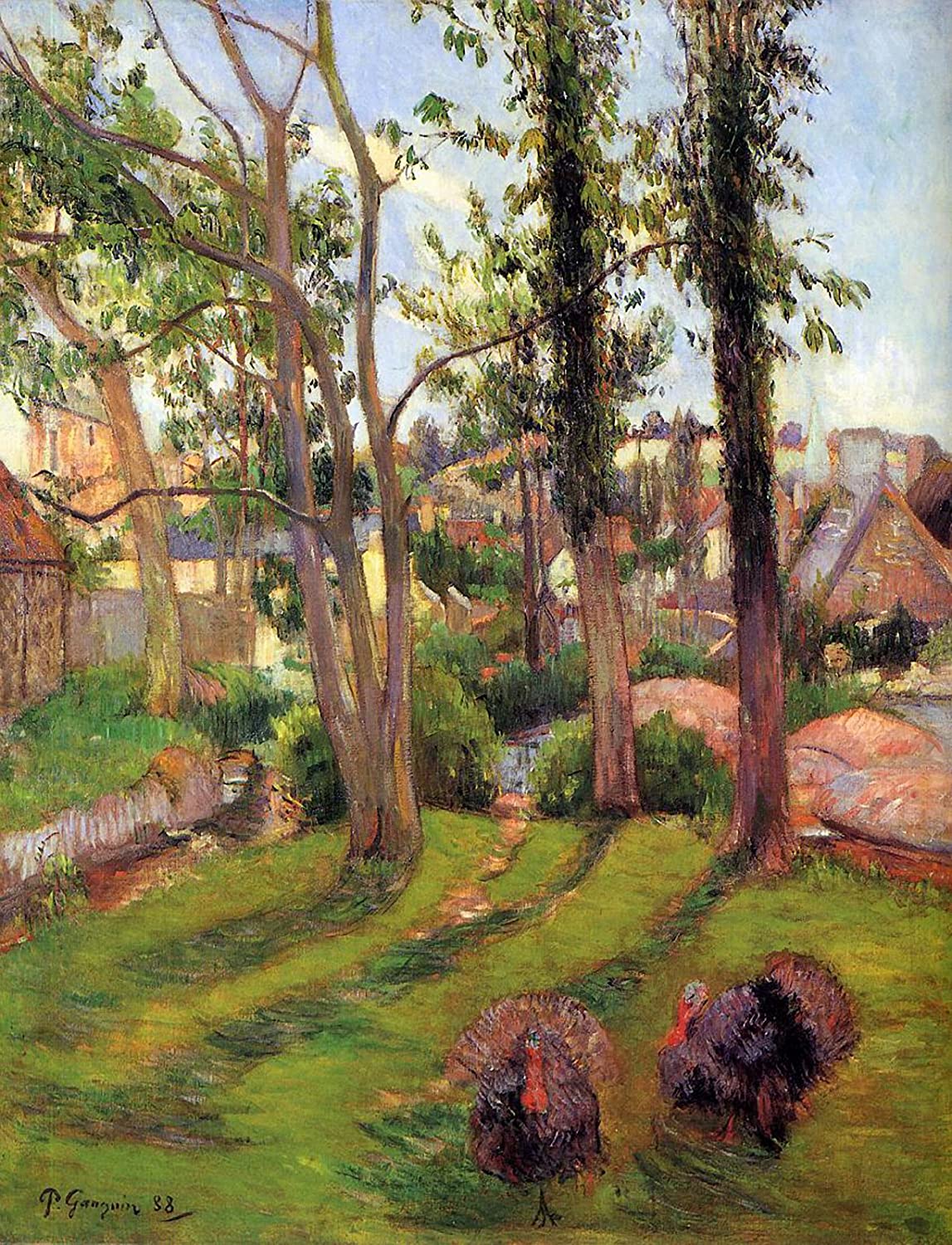 Les dindes (Paysage de Pont Aven) - Paul Gauguin - Reproductions de tableaux et peintures haut de gamme