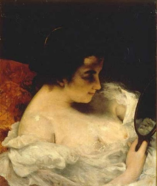 La femme se regardant dans le petit miroir - Gustave Courbet - Reproductions de tableaux et peintures haut de gamme