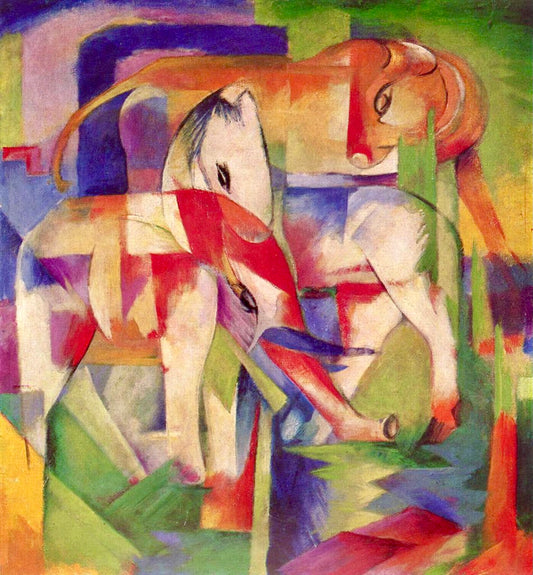 Éléphant, cheval, vache - Franz Marc - Reproductions de tableaux et peintures haut de gamme