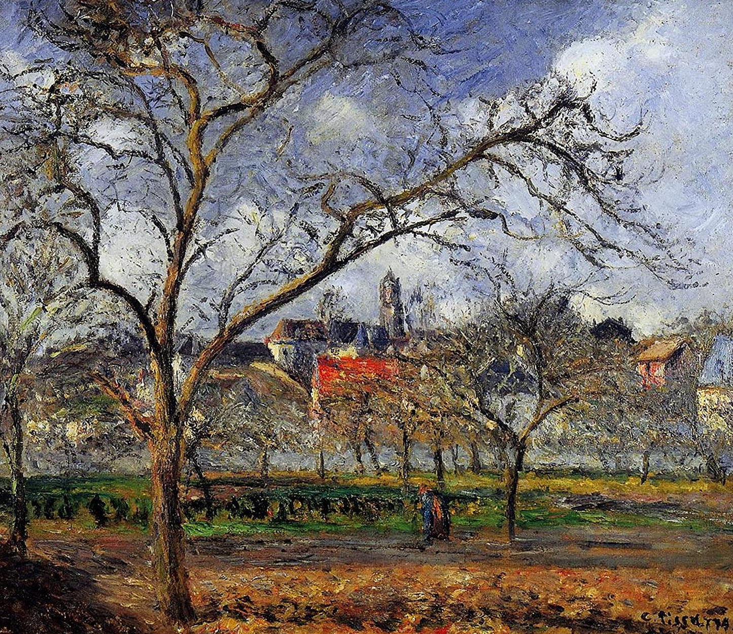 Sur le verger de Pontoise en hiver - Camille Pissarro - Reproductions de tableaux et peintures haut de gamme