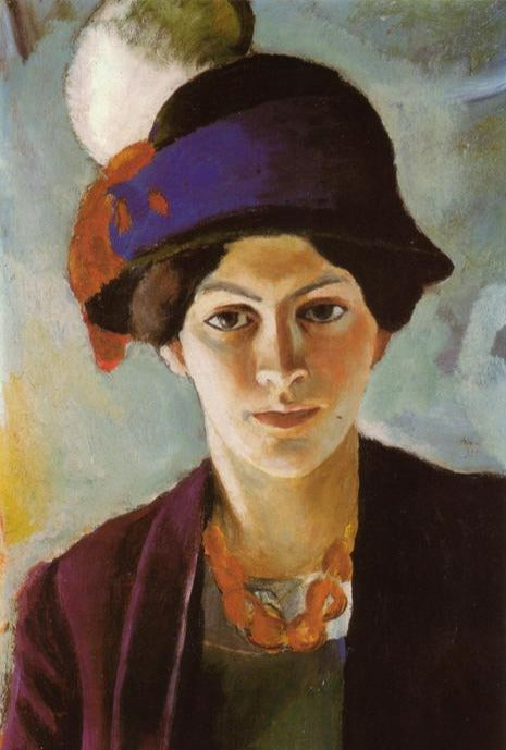 Portrait de la femme de l'artiste avec un chapeau - August Macke - Reproductions de tableaux et peintures haut de gamme