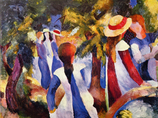 Fille sous les arbres - August Macke - Reproductions de tableaux et peintures haut de gamme