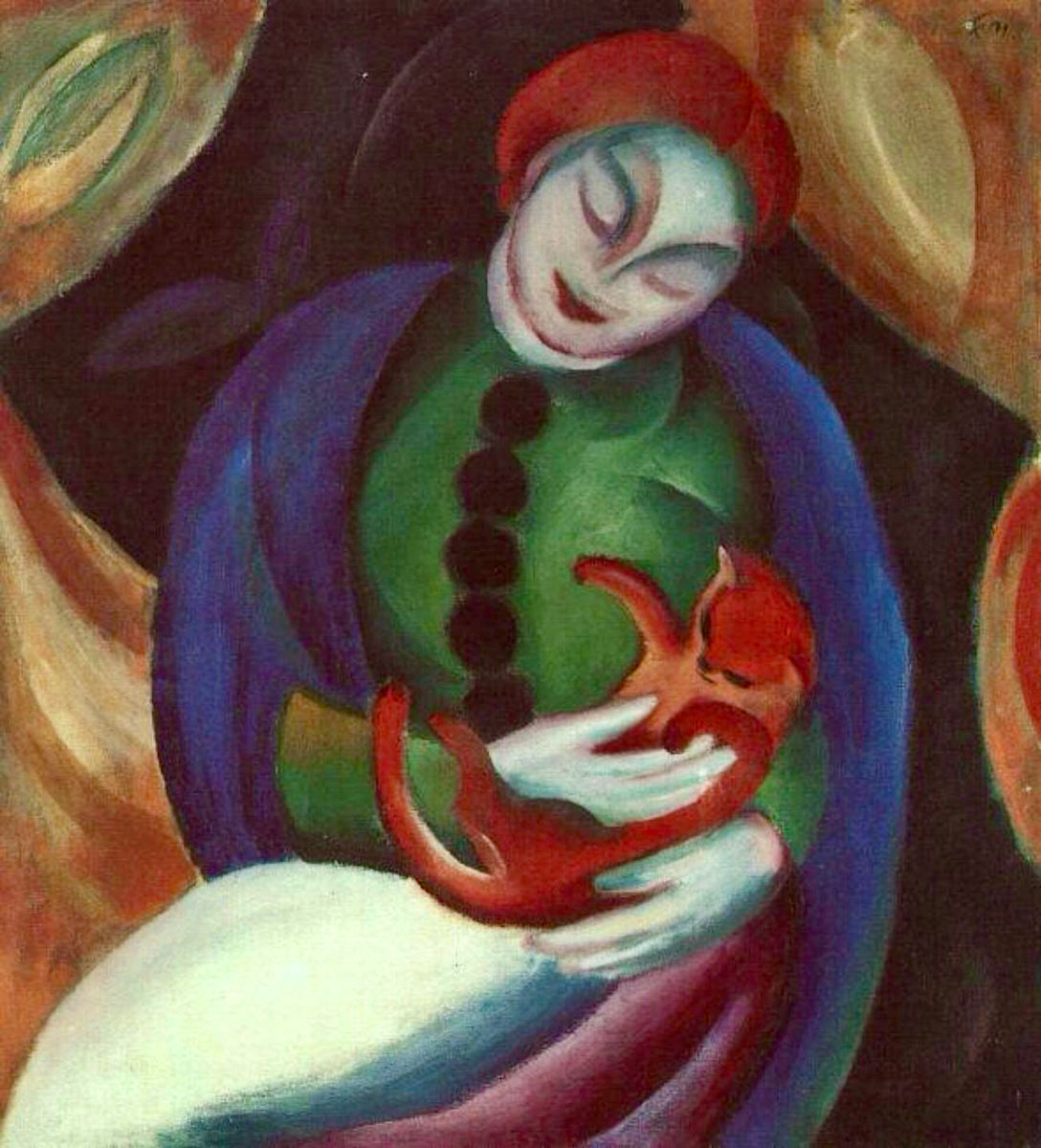 Fille au chat II - Franz Marc - Reproductions de tableaux et peintures haut de gamme