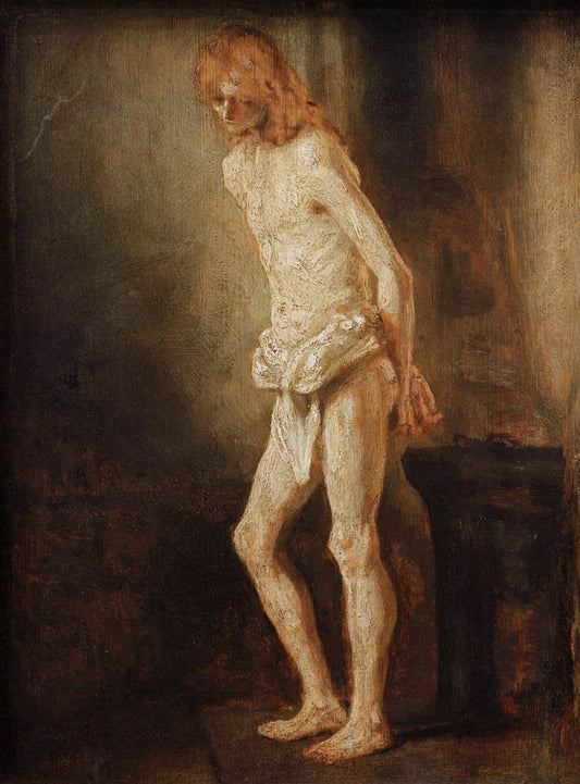 Rembrandt, Le Christ au pilier de la flagellation - Rembrandt van Rijn - Reproductions de tableaux et peintures haut de gamme