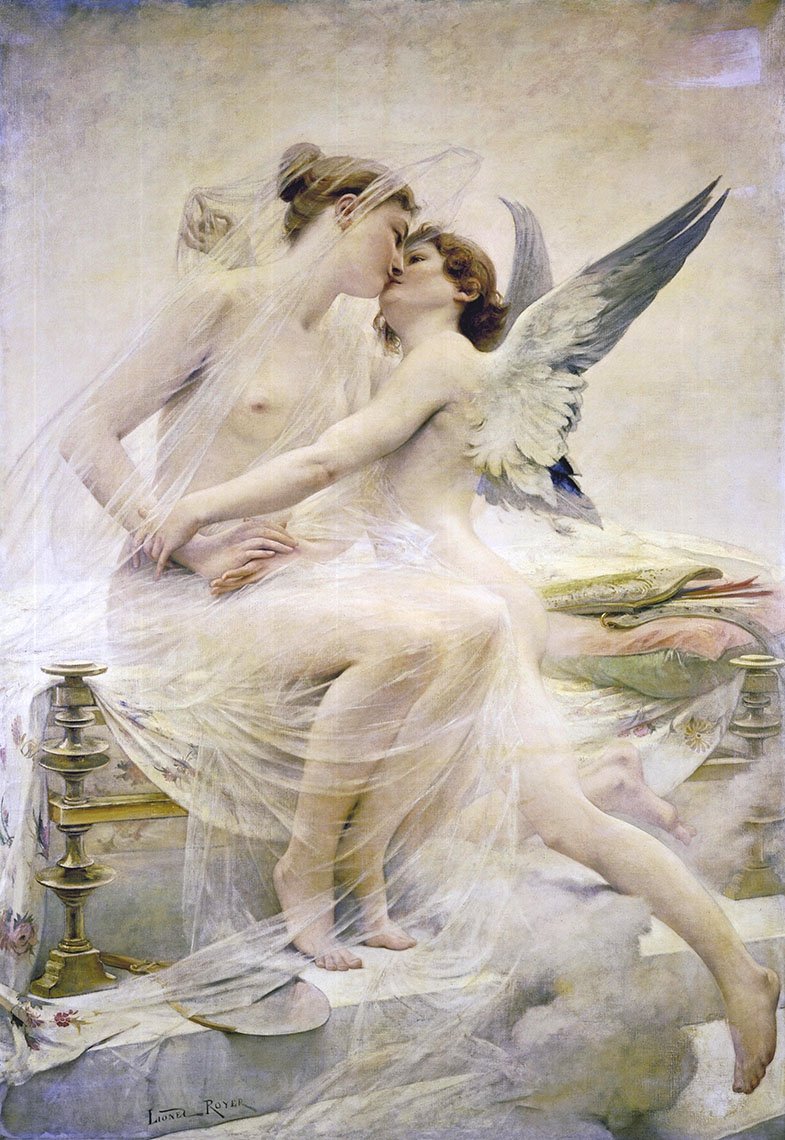 Cupidon et Psyché - Lionel Royer - Reproductions de tableaux et peintures haut de gamme