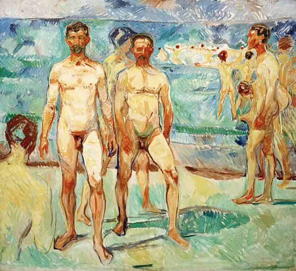 Hommes sur la plage - Edvard Munch - Reproductions de tableaux et peintures haut de gamme