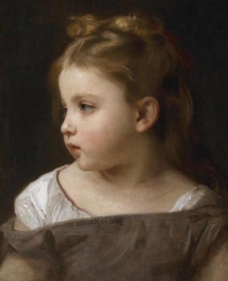 Une jeune fille de profil - William Bouguereau - Reproductions de tableaux et peintures haut de gamme