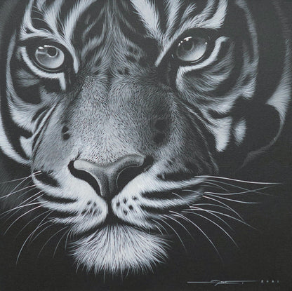 Tigre dans la nuit - 40 X 40 cm - Reproductions de tableaux et peintures haut de gamme