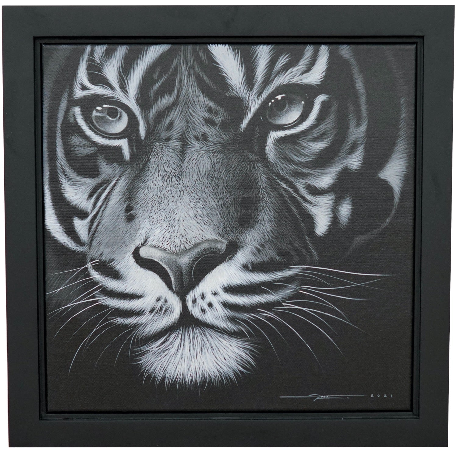 Tigre dans la nuit - 40 X 40 cm - Reproductions de tableaux et peintures haut de gamme