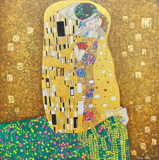 Le baiser (Gustav Klimt) - Reproduction en stock - 200 x 200 cm - Reproductions de tableaux et peintures haut de gamme