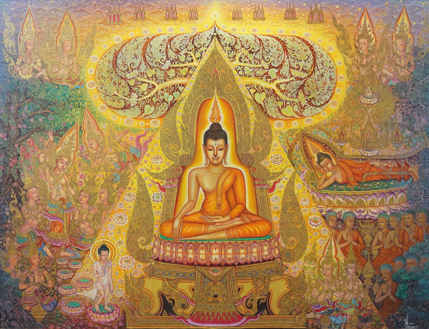 La vie de bouddha - 240 x 180 cm - Reproductions de tableaux et peintures haut de gamme