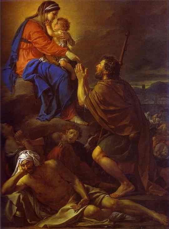 Saint Roch intercédant auprès de la Vierge pour les malades de la peste - Jacques-Louis David - Reproductions de tableaux et peintures haut de gamme