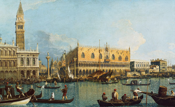 Le palais des Doges avec la Piazzetta - Giovanni Antonio Canal - Reproductions de tableaux et peintures haut de gamme