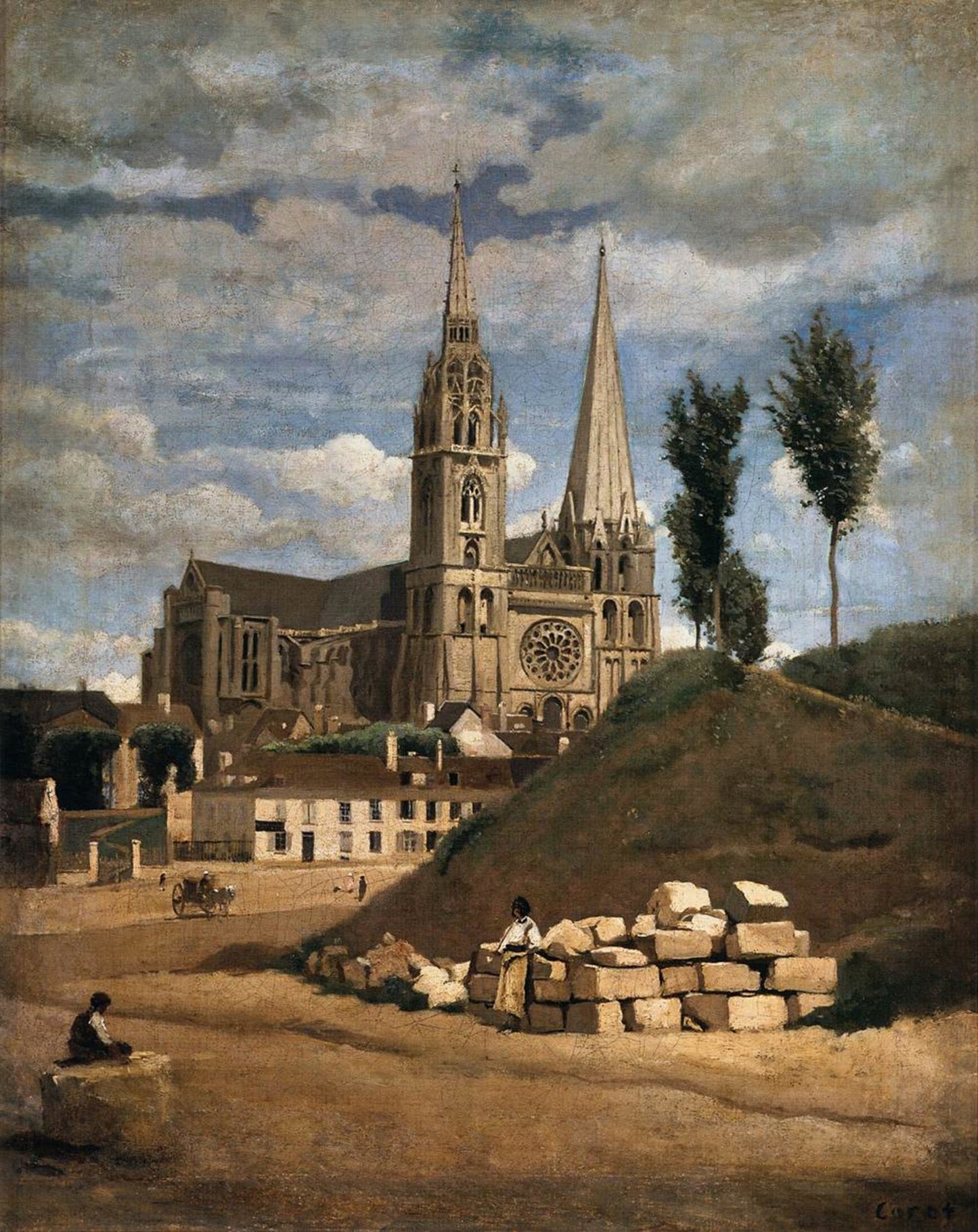 La Cathédrale Notre-Dame de Chartres - Camille Corot - Reproductions de tableaux et peintures haut de gamme