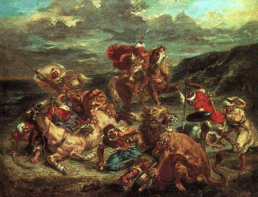 Chasse de lion - Eugène Delacroix - Reproductions de tableaux et peintures haut de gamme