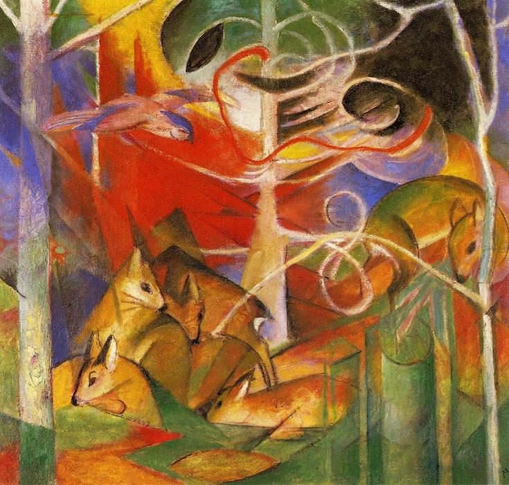 Cerfs dans la forêt I - Franz Marc - Reproductions de tableaux et peintures haut de gamme