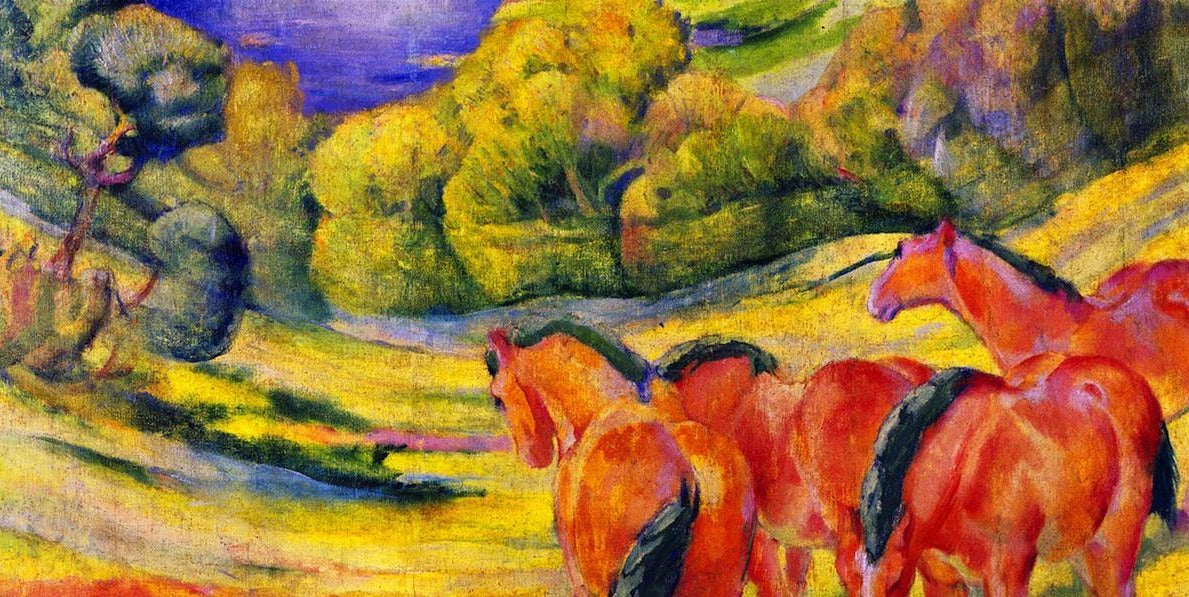 Grand Paysage I (Paysage avec chevaux rouges) - Franz Marc - Reproductions de tableaux et peintures haut de gamme