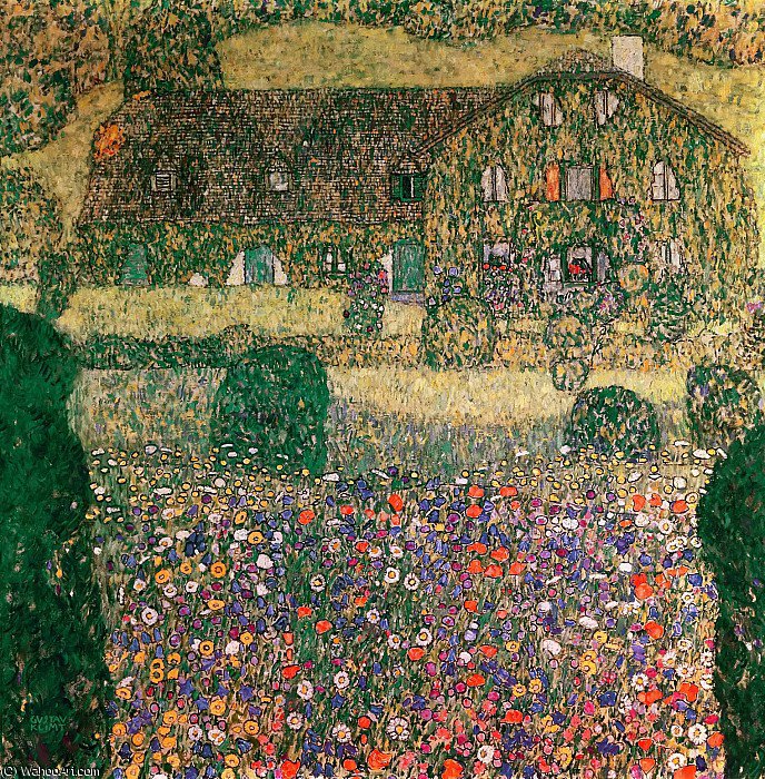 Maison de campagne sur l'Attersee - Gustav Klimt - Reproductions de tableaux et peintures haut de gamme