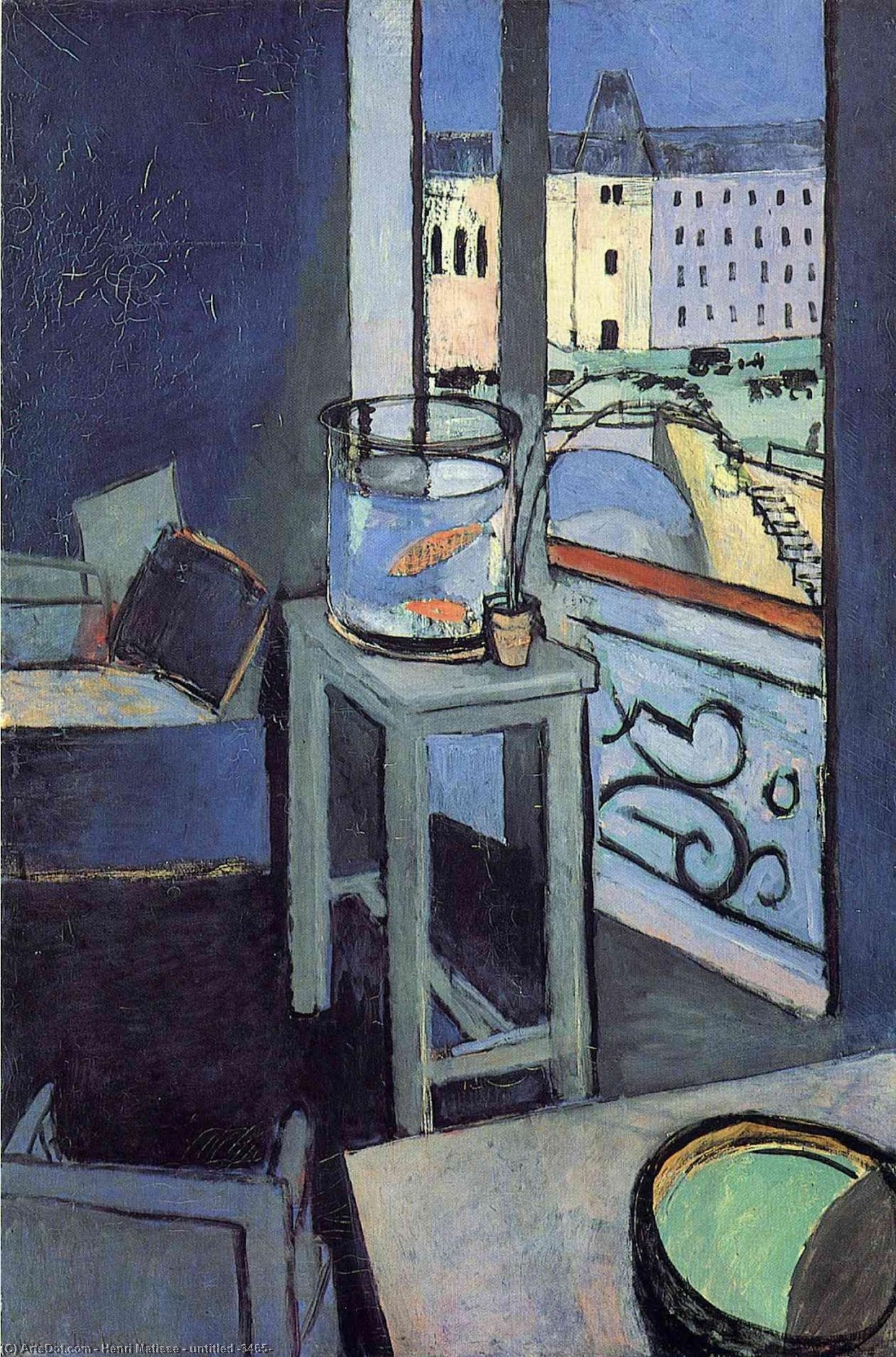 Intérieur avec un bocal à poisson rouge - Matisse - Reproductions de tableaux et peintures haut de gamme