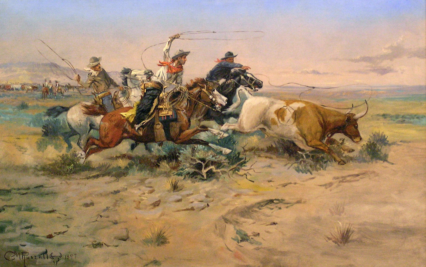 L'abandon du troupeau - Charles Marion Russell - Reproductions de tableaux et peintures haut de gamme