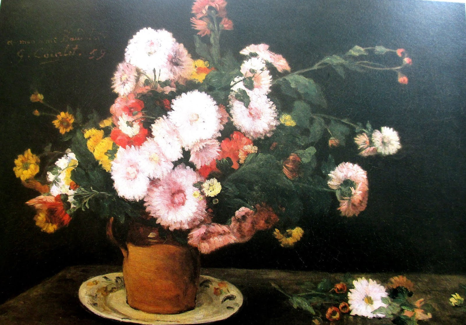 Nature morte avec asters - Gustave Courbet - Reproductions de tableaux et peintures haut de gamme