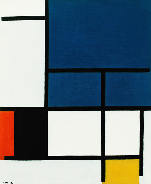 Composition avec un grand espace bleu - Mondrian - Reproductions de tableaux et peintures haut de gamme