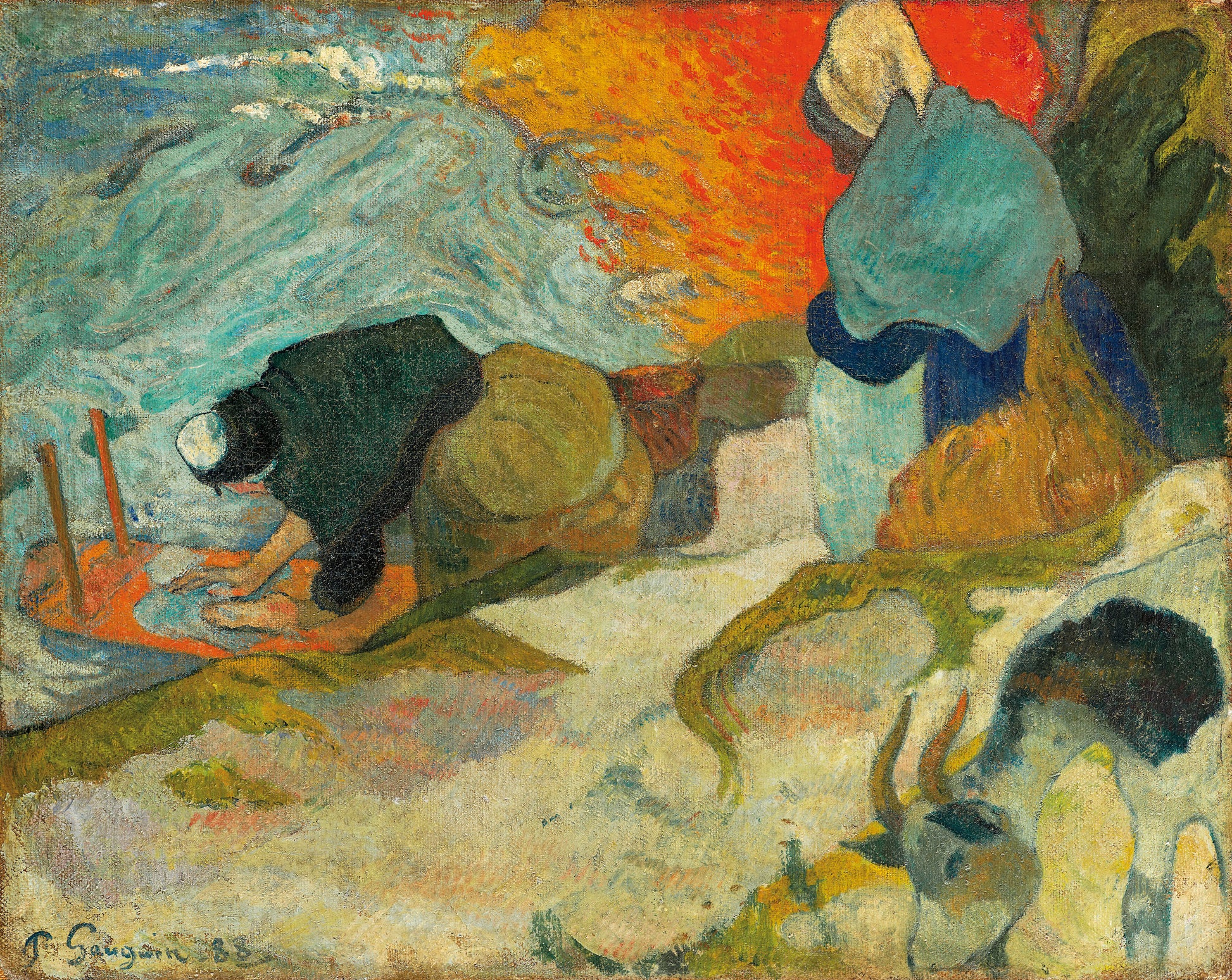 Les Lavandières à Arles - Paul Gauguin - Reproductions de tableaux et peintures haut de gamme