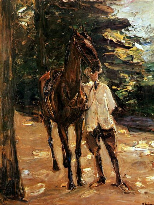 Homme avec un cheval - Max Liebermann - Reproductions de tableaux et peintures haut de gamme