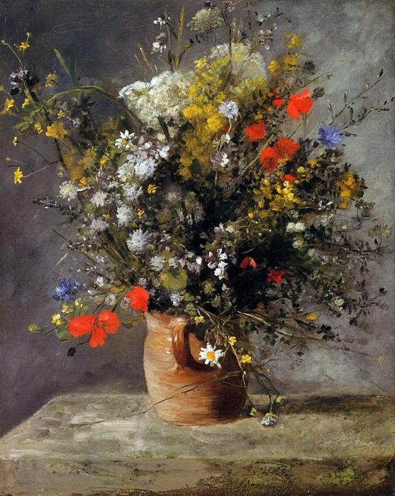 Fleurs dans un vase, 1866 - Pierre-Auguste Renoir - Reproductions de tableaux et peintures haut de gamme